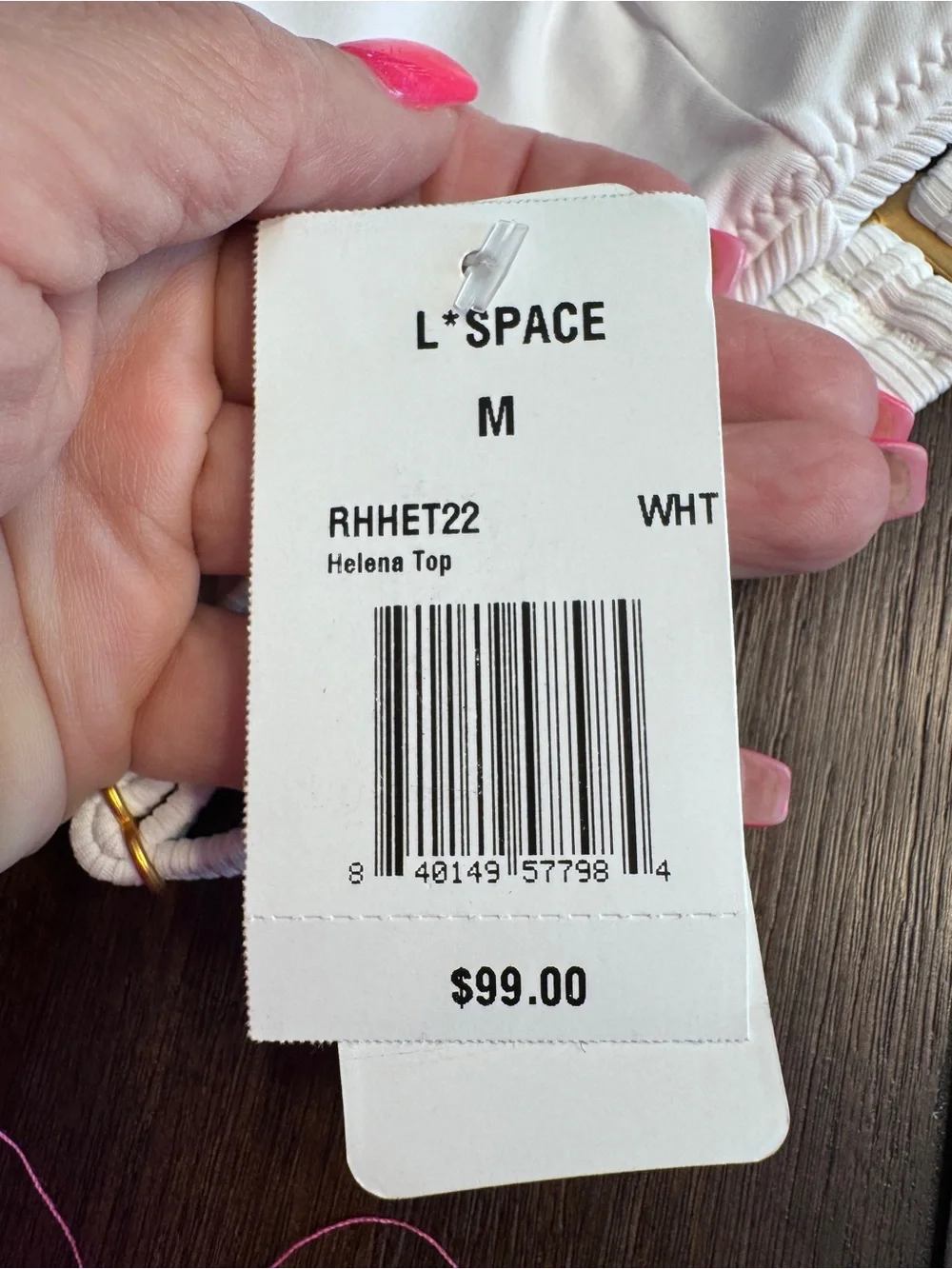 L*Space Helena Bikini Top White Ribbed U-Wire Swim Top M NWT $99